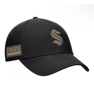 FANATICS NHL Seattle Kraken Military Appreciation Hat‎ Adjustable Black NWT